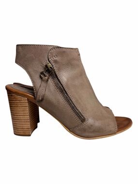 Miz Mooz Summer Leather Peep Toe Block Heel Booties EU 39‎ / US 8.5-9